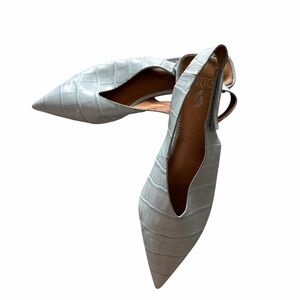 SARTO blue croc print slingback heels